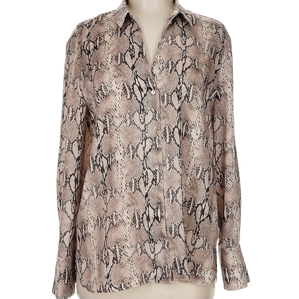 Mango Beige Snake Print Button Down Shirt